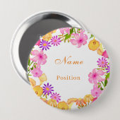 Blumengarten Weißer Name Button (Vorne & Hinten)
