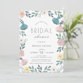 Blumengarten Weißes Brautparty Einladung (Stehend Vorderseite)