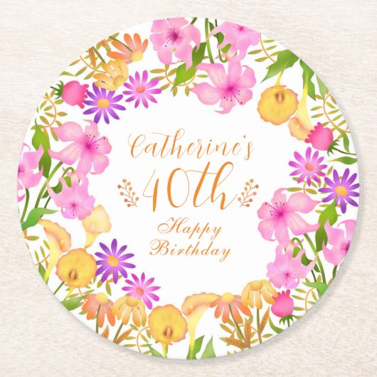 Blumengarten White Runder Pappuntersetzer (Vorderseite)