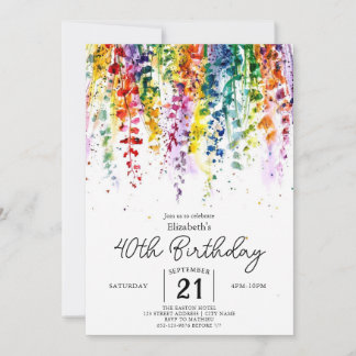 Blumengarten Wildblumen 40. Geburtstag Einladung