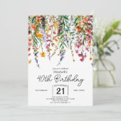 Blumengarten Wildblumen 40. Geburtstag Einladung (Stehend Vorderseite)