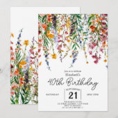 Blumengarten Wildblumen 40. Geburtstag Einladung (Vorne/Hinten)