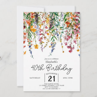 Blumengarten Wildblumen 40. Geburtstag Einladung