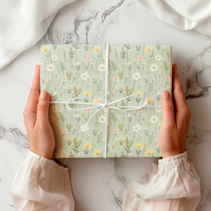 Blumengarten Wilde Blume Muster Botanisches Grün Geschenkpapier