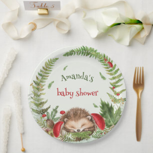 Blumengarten Woodland Igel Babydusche Pappteller