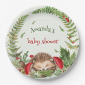 Blumengarten Woodland Igel Babydusche Pappteller (Vorderseite)