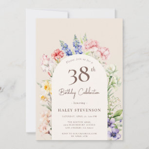 Blumengartenbogen Whimsical Beige 38. Geburtstag Einladung