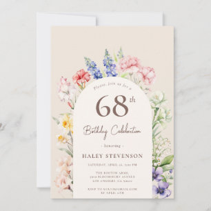 Blumengartenbogen Whimsical Beige 68. Geburtstag Einladung