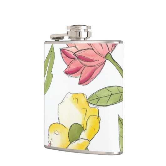 Blumengartendesign mit weißem Hintergrund Flachmann (Links)