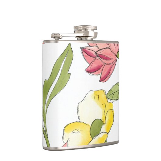 Blumengartendesign mit weißem Hintergrund Flachmann (Rechts)