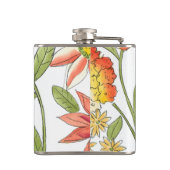 Blumengartendesign mit weißem Hintergrund Flachmann (Rückseite)