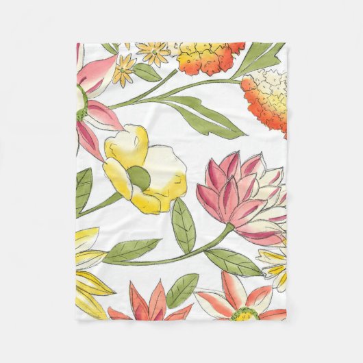 Blumengartendesign mit weißem Hintergrund Fleecedecke (Vorderseite)