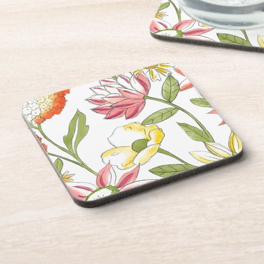 Blumengartendesign mit weißem Hintergrund Getränkeuntersetzer (Linke Seite)