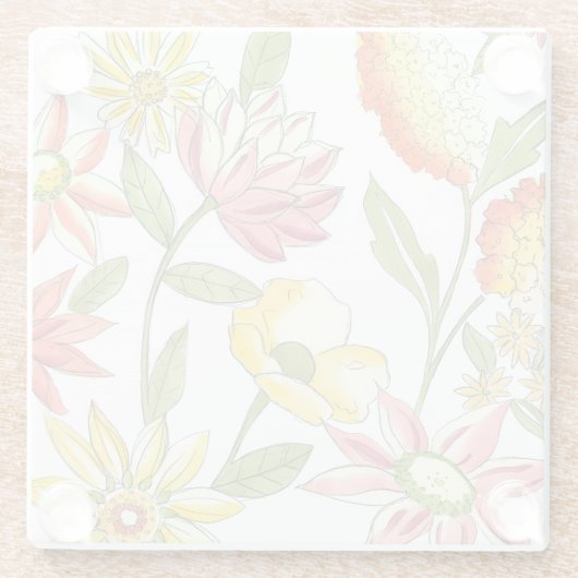 Blumengartendesign mit weißem Hintergrund Glasuntersetzer (Rückseite)