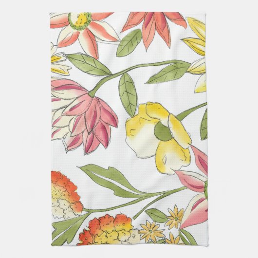 Blumengartendesign mit weißem Hintergrund Handtuch (Vertikal)