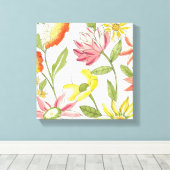 Blumengartendesign mit weißem Hintergrund Leinwanddruck (Insitu (Holzboden))
