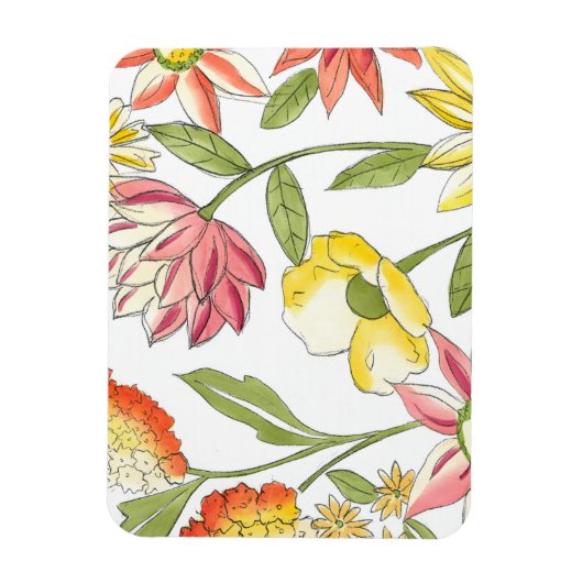 Blumengartendesign mit weißem Hintergrund Magnet (Vertikal)