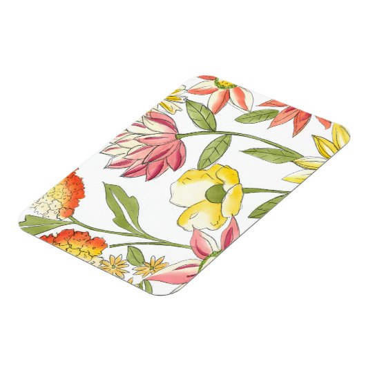 Blumengartendesign mit weißem Hintergrund Magnet (Linke Seite)