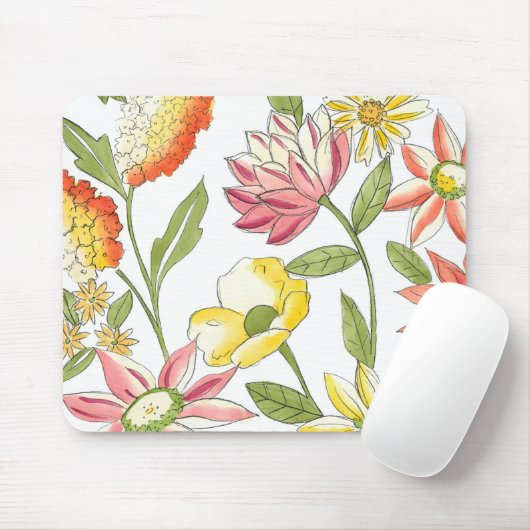 Blumengartendesign mit weißem Hintergrund Mousepad (Mit Mouse)