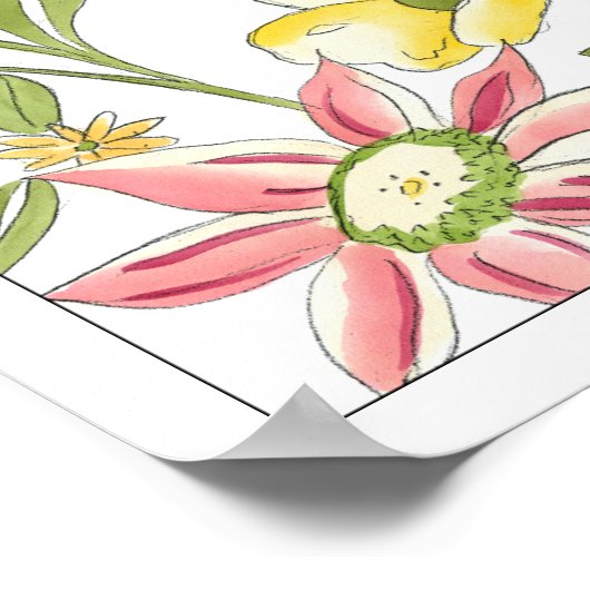 Blumengartendesign mit weißem Hintergrund Poster (Ecke)