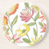 Blumengartendesign mit weißem Hintergrund Sandstein Untersetzer (Vorne)