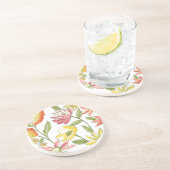 Blumengartendesign mit weißem Hintergrund Sandstein Untersetzer (Seite)