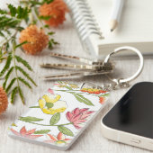 Blumengartendesign mit weißem Hintergrund Schlüsselanhänger (Vorderseite rechts)