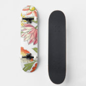 Blumengartendesign mit weißem Hintergrund Skateboard (Vorderseite)