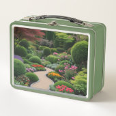 Blumengartenlandschaft Metall Brotdose (Vorderseite)