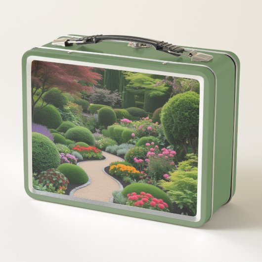 Blumengartenlandschaft Metall Brotdose (Rückseite)