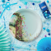 Blumengartenleuchte aquamarine Wildblumen Pappteller (Party)