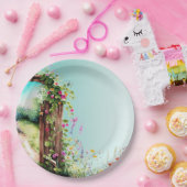 Blumengartenleuchte aquamarine Wildblumen Pappteller (Party)