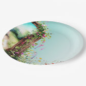 Blumengartenleuchte aquamarine Wildblumen Pappteller (Schrägansicht)