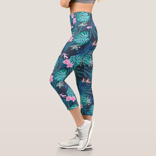 Blumengartenmuster Capri Leggings (Links)