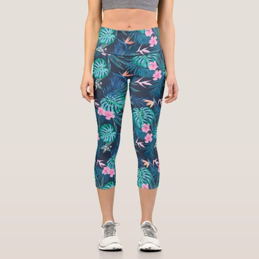 Blumengartenmuster Capri Leggings (Vorderseite)