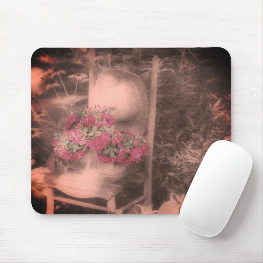Blumengartenstuhl Vintag Schwarz-Weiß Mousepad (Mit Mouse)