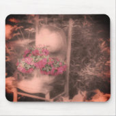 Blumengartenstuhl Vintag Schwarz-Weiß Mousepad (Vorne)