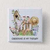 Blumengartenwerkzeuge für Aquarellbilder und Zitat Button (Vorderseite)