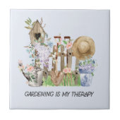 Blumengartenwerkzeuge und Angebot für Wasserfarben Fliese (Vorderseite)