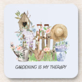 Blumengartenwerkzeuge und Angebot für Wasserfarben Getränkeuntersetzer (Vorderseite)