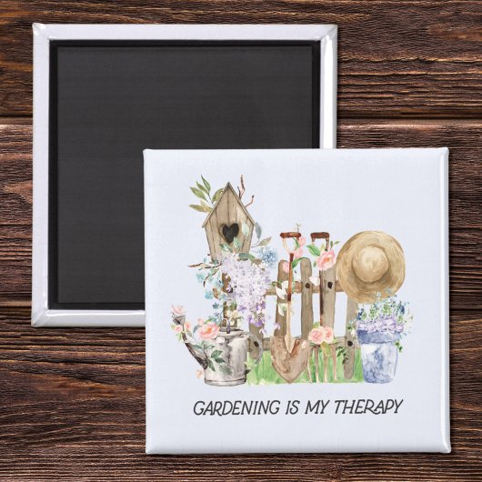 Blumengartenwerkzeuge und Angebot für Wasserfarben Magnet