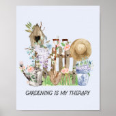 Blumengartenwerkzeuge und Angebot für Wasserfarben Poster (Vorne)