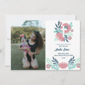 Blumengärtner Foto Taufe Einladung - Elegant (Vorderseite)