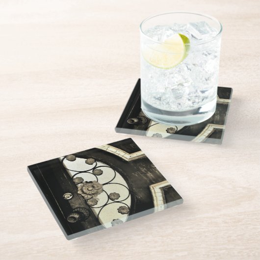 Blumengate Glasuntersetzer (Schrägansicht)