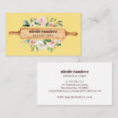 Blumengebäck Button Dessert Gelber Leder Visitenkarte (Vorne/Hinten)