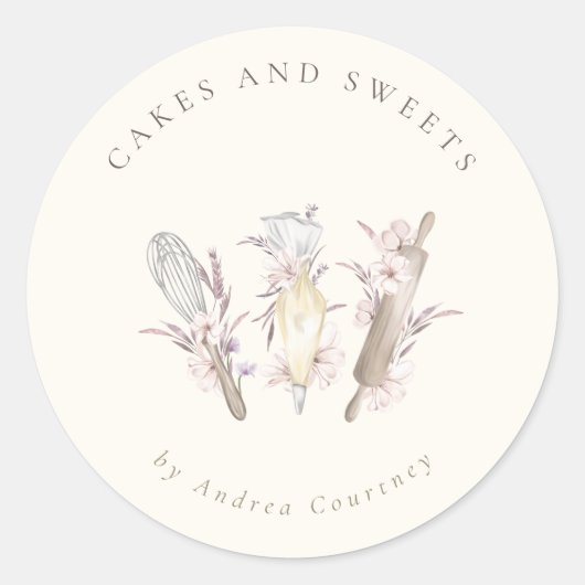Blumengebäck Koch Backgeschirr Runder Aufkleber (Vorderseite)