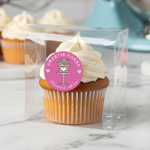 Blumengebäck Kuchen und Ständer Logo Rosa