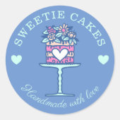 Blumengebäck mit Blumenbezug Blauer Kuchen und Stä Runder Aufkleber (Vorderseite)