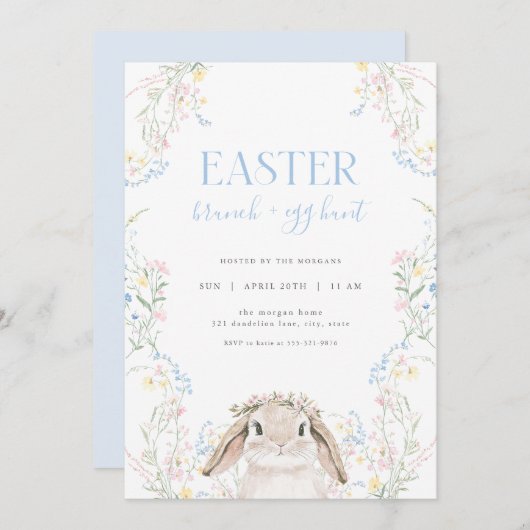 Blumengebäck Ostern Brunch & Eierjagd Einladung (Vorne/Hinten)