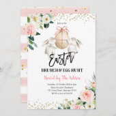 Blumengebäck Ostern Brunch und Ei-Jagd Einladung (Vorne/Hinten)